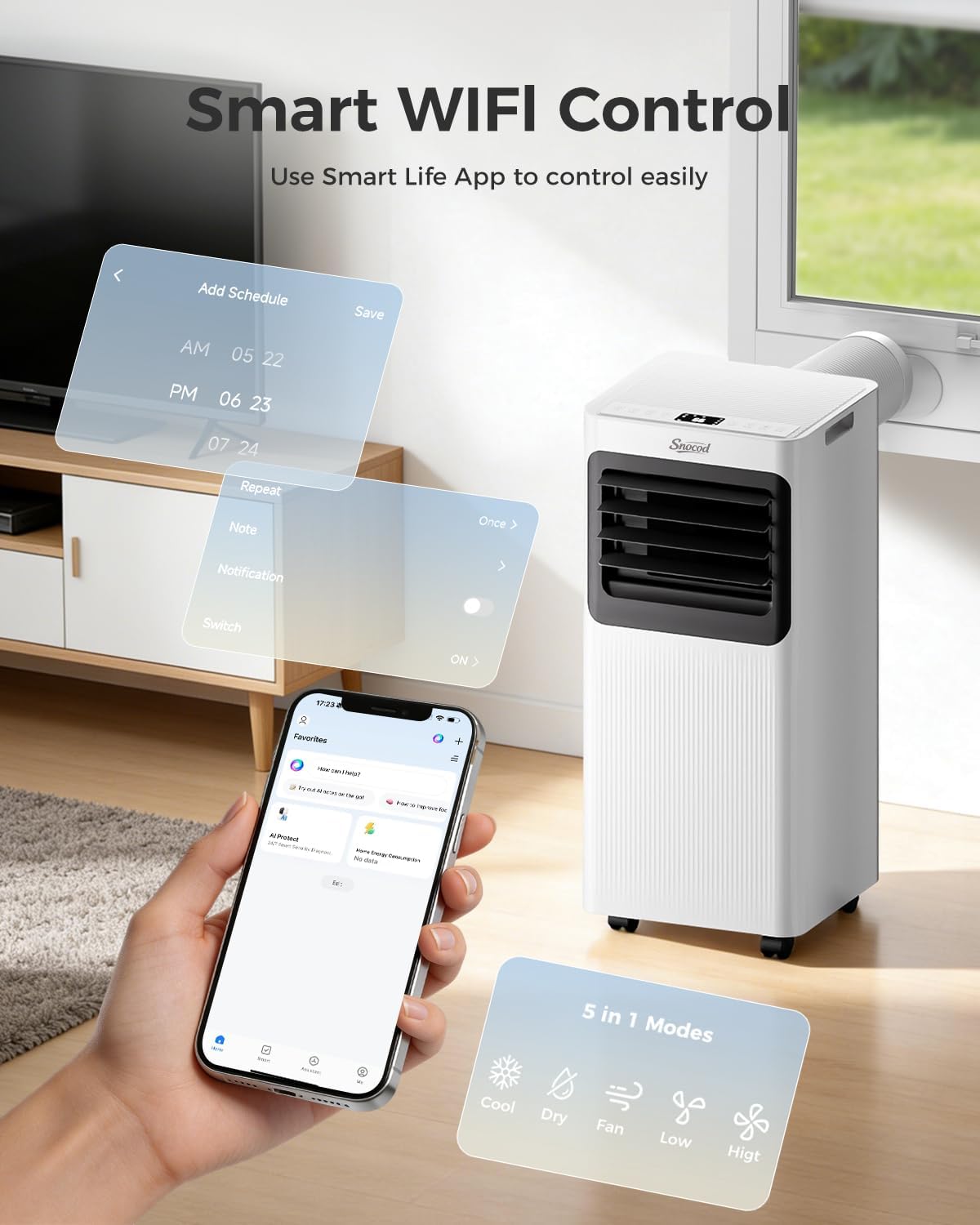 16,000 B T U Portable Air Conditioners for Large Room up to 750 Sq. Ft., 5-in-1 Smart AC with WiFi App, Remote