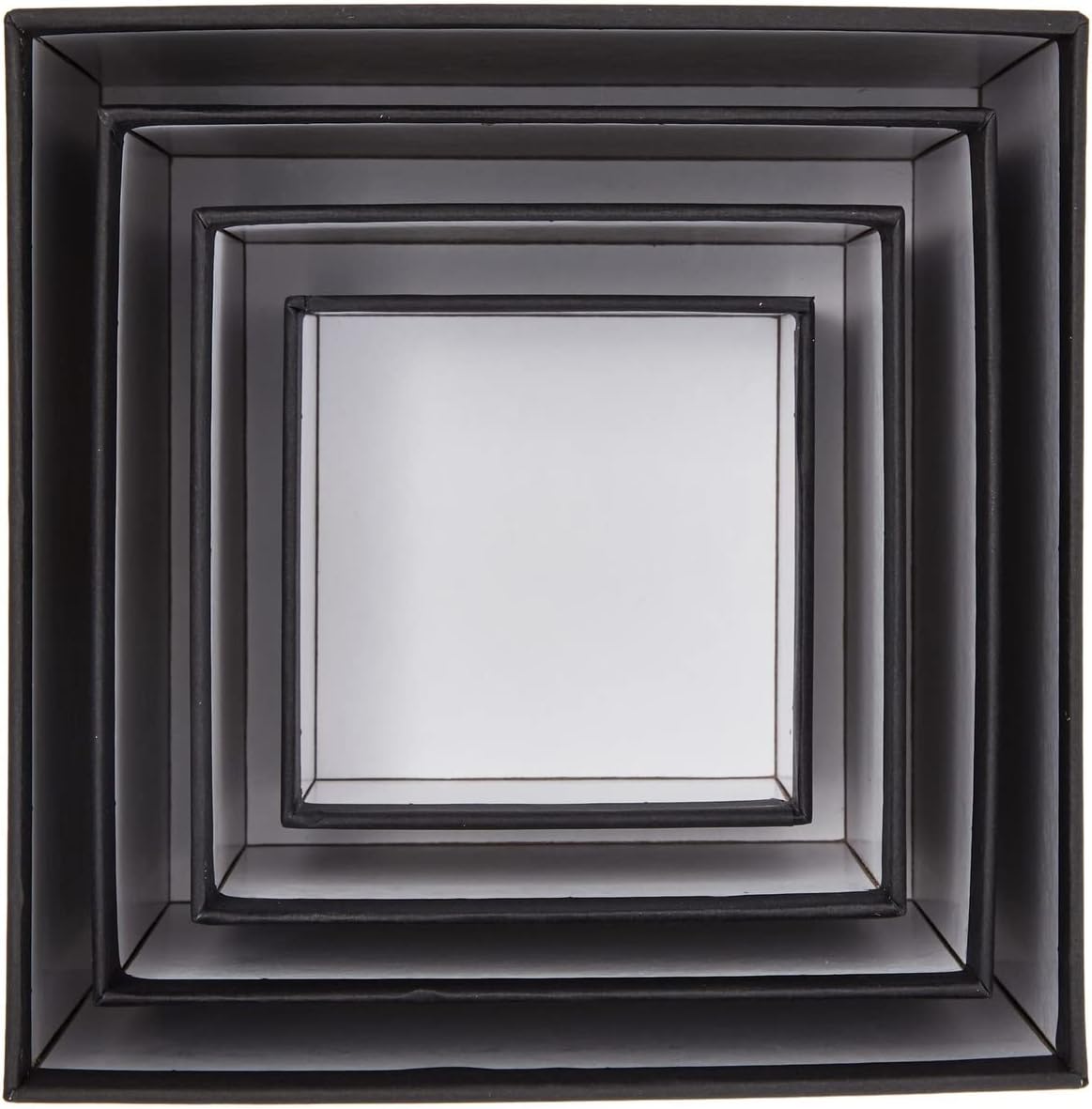 4-Pack Square Nesting Boxes with Lids - Assorted Sizes, 6.5 to 3.5 in - Black - Space-Saving Stacking & Nesting Gift