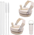 2-Pack Replacement Flip Straw Lids for Stanley IceFlow Tumbler 30oz and 20oz, Spill-Proof Cap with 2 Reusable Straws