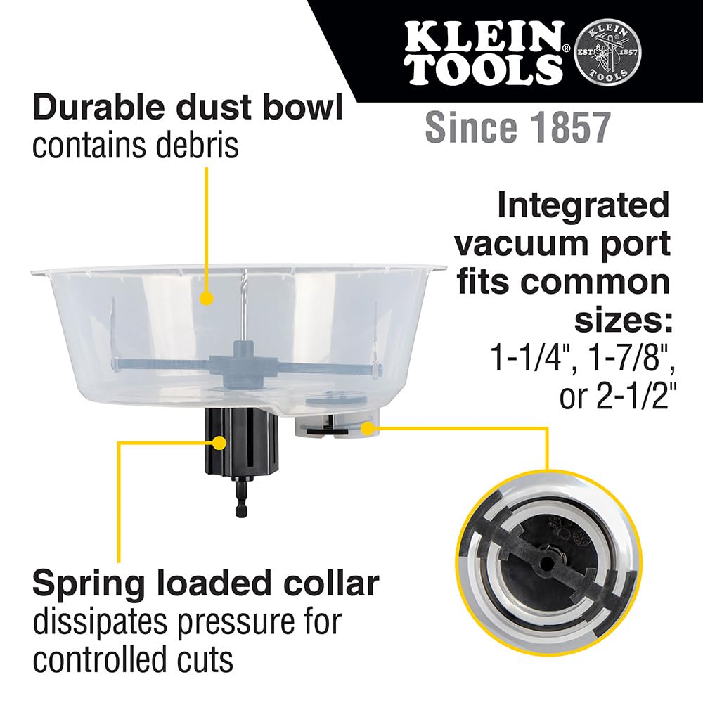 Klein Tools 53710 Adjustable Hole Saw, 2 to 7-Inch with Vacuum Port
