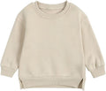 Baby Toddler Boys Fleece Sweatshirt Crewneck Long Sleeve Cotton Pullover Kids Solid Casual Sport Sweatshirts Sweater
