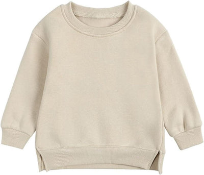 Baby Toddler Boys Fleece Sweatshirt Crewneck Long Sleeve Cotton Pullover Kids Solid Casual Sport Sweatshirts Sweater