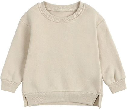 Baby Toddler Boys Fleece Sweatshirt Crewneck Long Sleeve Cotton Pullover Kids Solid Casual Sport Sweatshirts Sweater