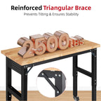 60-Inch Workbench on Wheels with Power Outlet & Pegboard