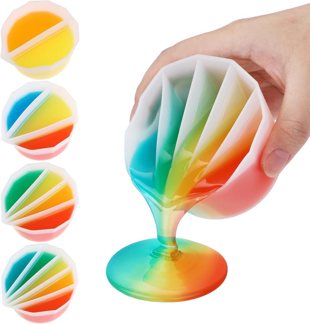 4PCS Silicone Split Cups for Paint Pouring, 7oz/200ml Multi-Channel Resin Mixing Cups for Epoxy Resin, Acrylic