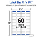 Printable Return Address Labels, Sure Feed Technology, 2/3" x 1-3/4", White, Laser & Inkjet Compatible, 600 Blank