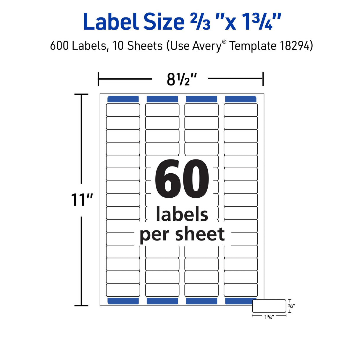 Printable Return Address Labels, Sure Feed Technology, 2/3" x 1-3/4", White, Laser & Inkjet Compatible, 600 Blank