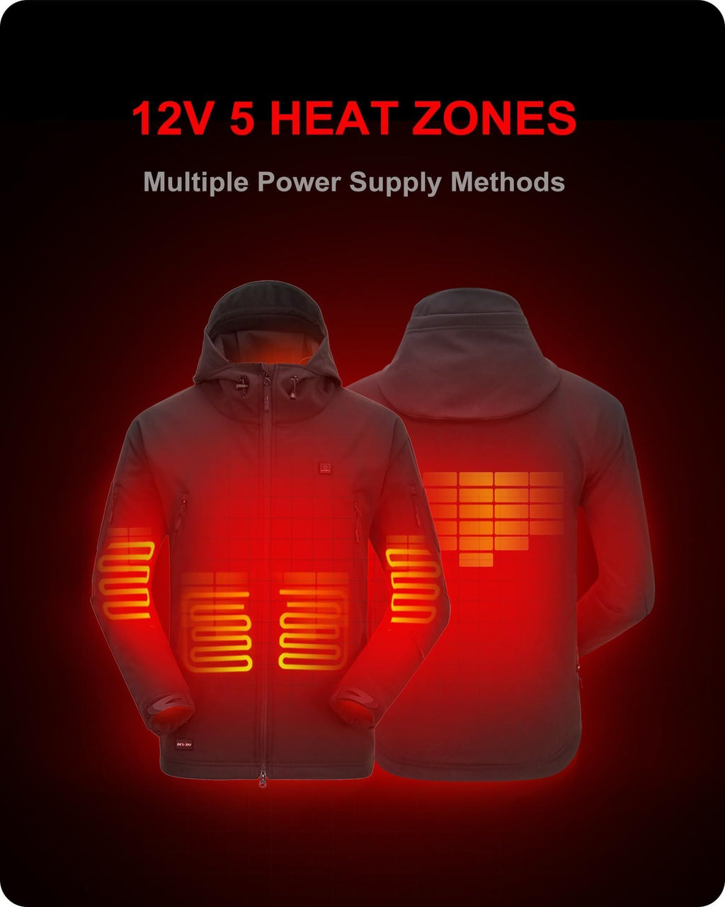 Heated Jacket for Men with 12V Battery Pack, Black, L