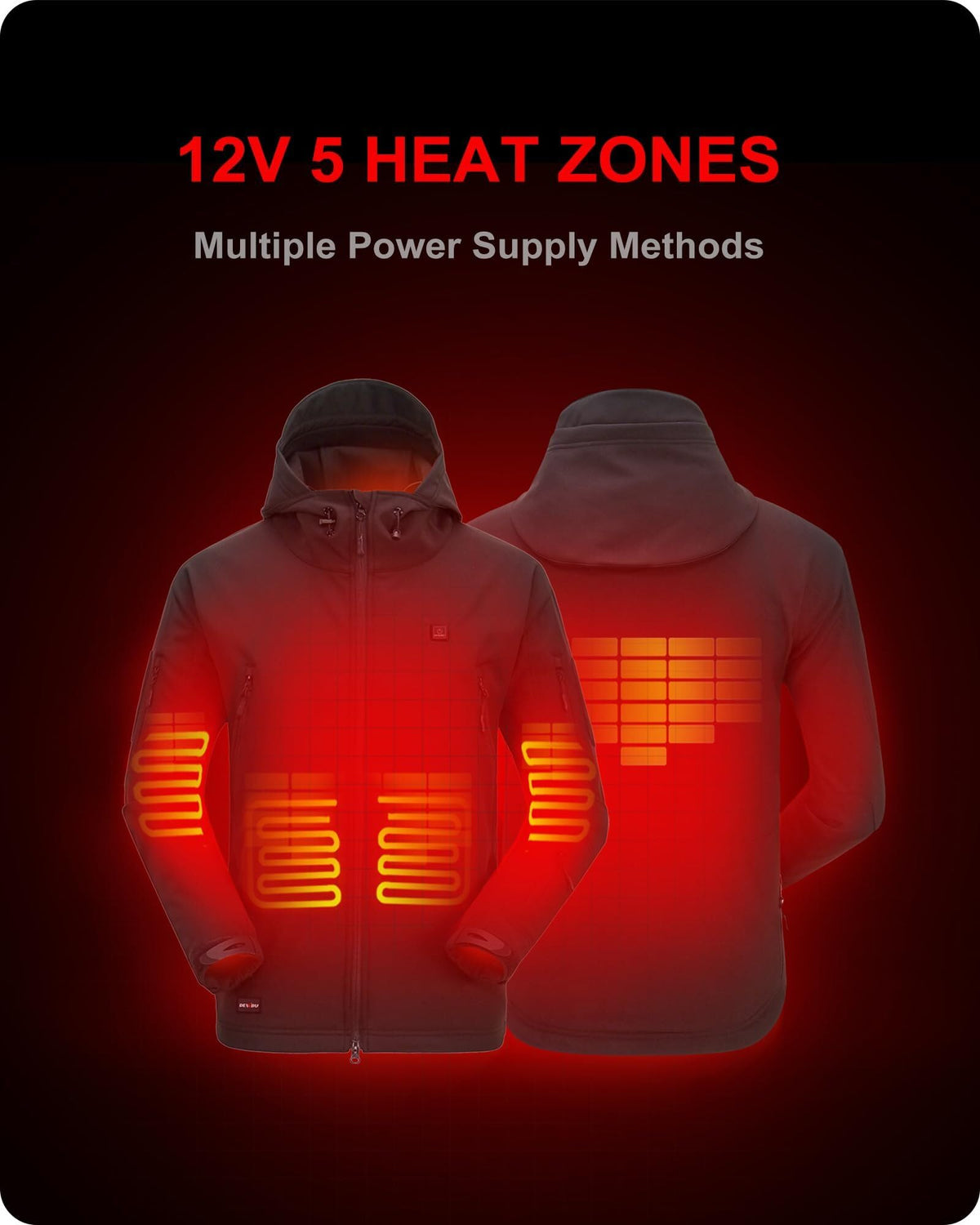 Heated Jacket for Men with 12V Battery Pack, Black, L