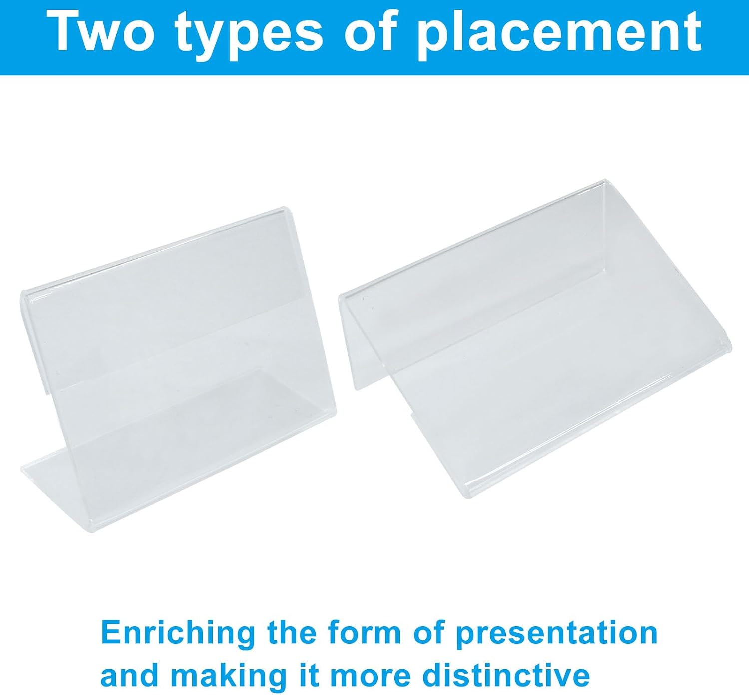 Clear Acrylic Sign Holder L Shaped, 2.36" x 1.57", 25 Pcs | Mini Display Holder, Plastic Table Counter Top Stand