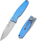 7-inch Folding Pocket Knife, Blue | Stainless Steel Drop Point Blade Knife EDC, Multi-Functional Tool with Bottle