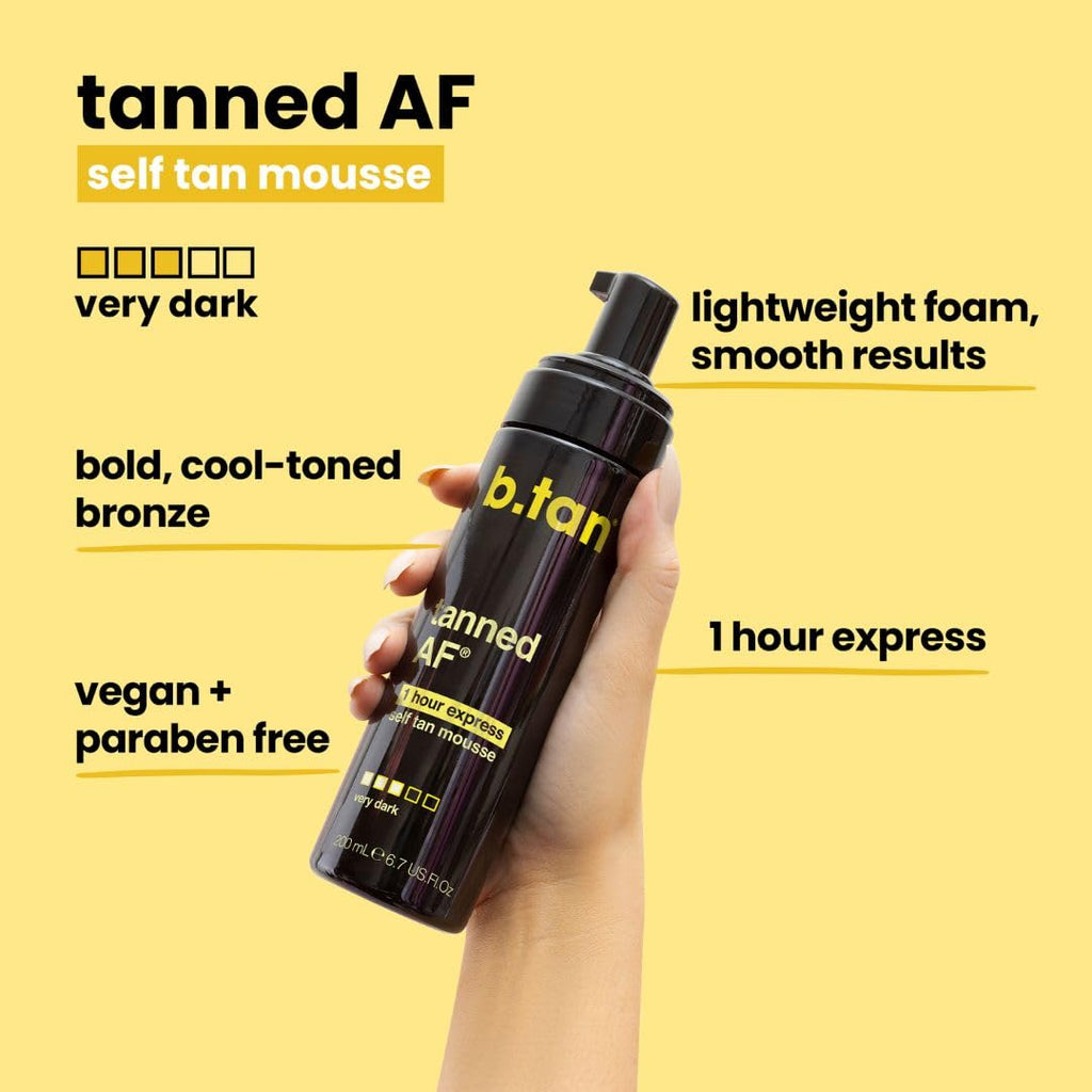 Dark Self Tanner Mousse | Get Tanned - Best, 1 Hour Express Sunless Tanning Foam, No Fake Tan Smell, Ultra Dark