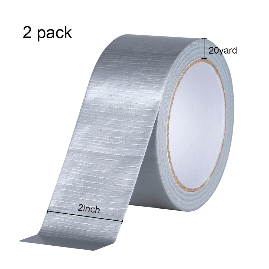 2 Pack Silver Duct Tape Heavy Duty Waterproof 40 Yards x 2 Inch Total