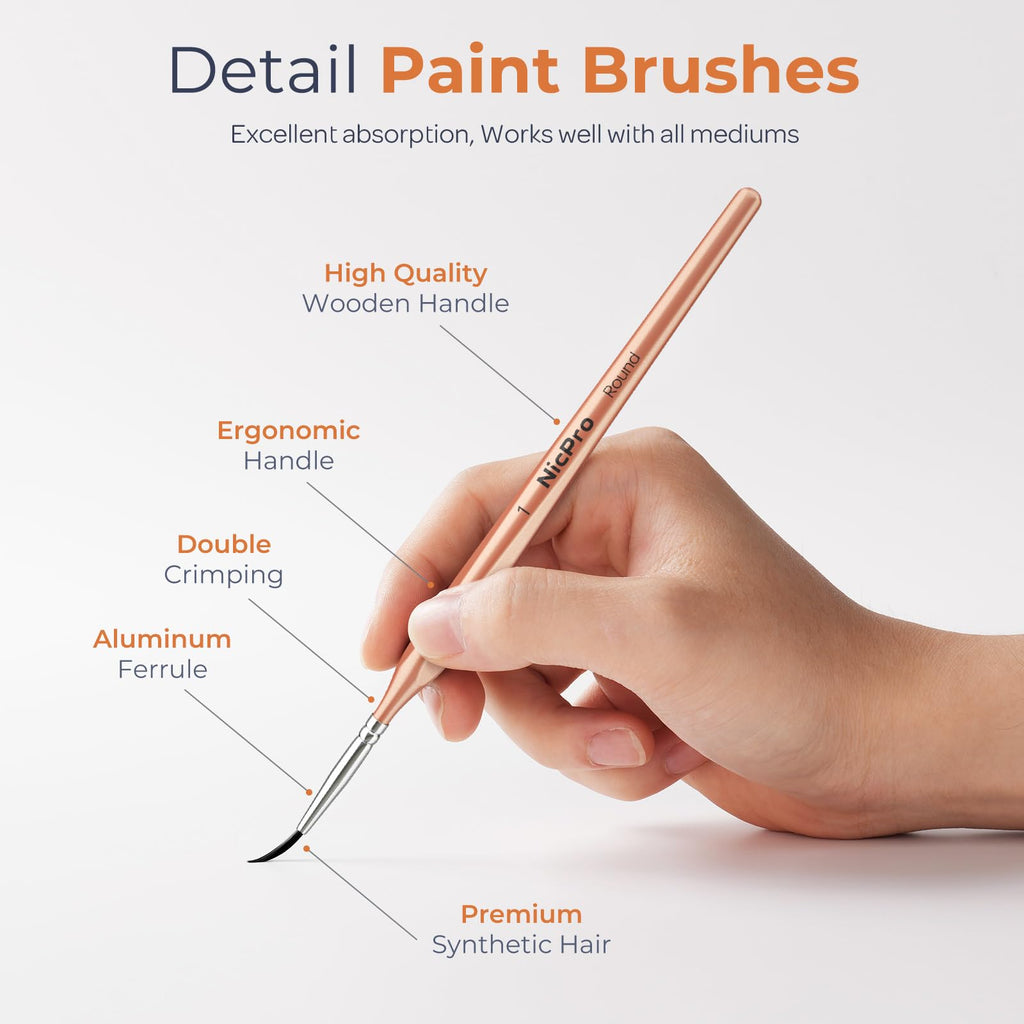 Detail Paint Brushes, 6 PCS Extra Fine Tip Miniature Paint Brush Set
