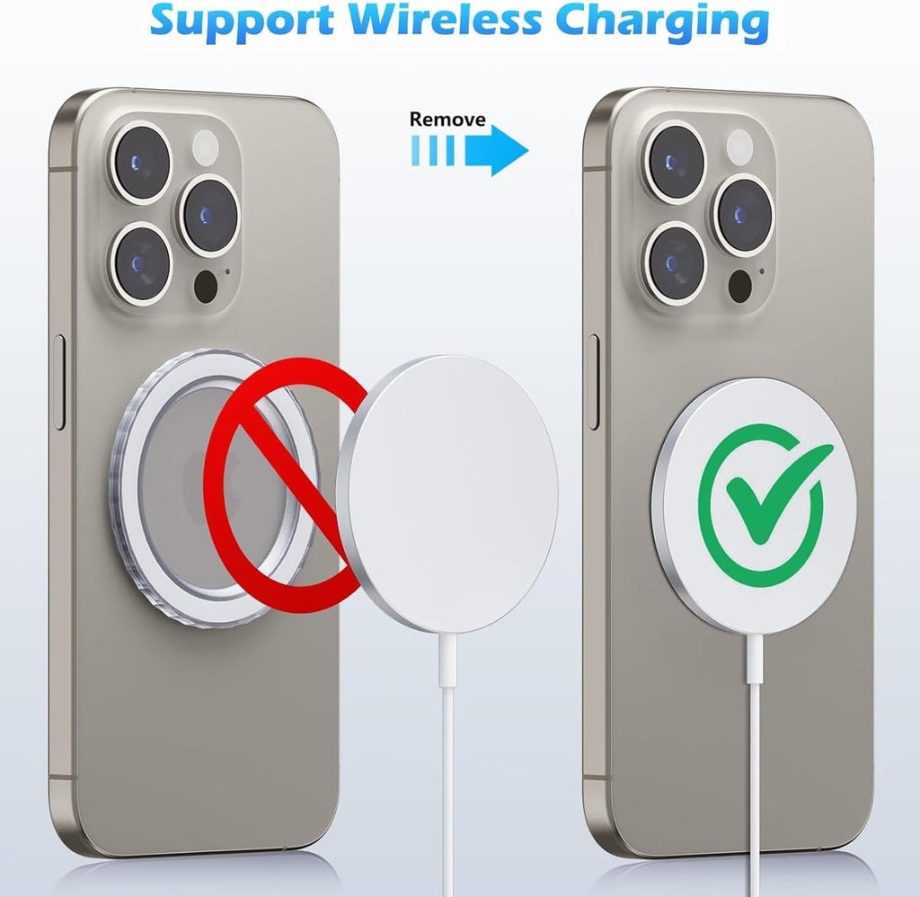 Magnetic Base Compatible with PopSocket Phone Grips and MagSafe iPhone Series Case, Removable Kindle/Phone Holder