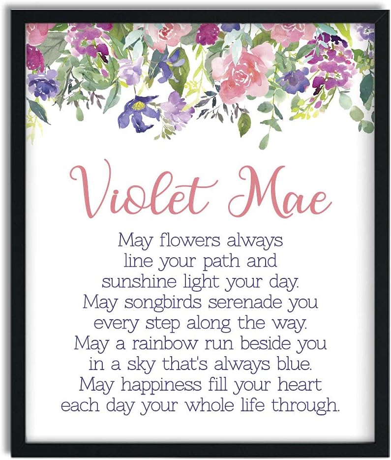Floral Poem Print | Girls Room Decor | Girls Wall Art | Baby Girl Gift | Personalized Baptism Gift | Christening Gift