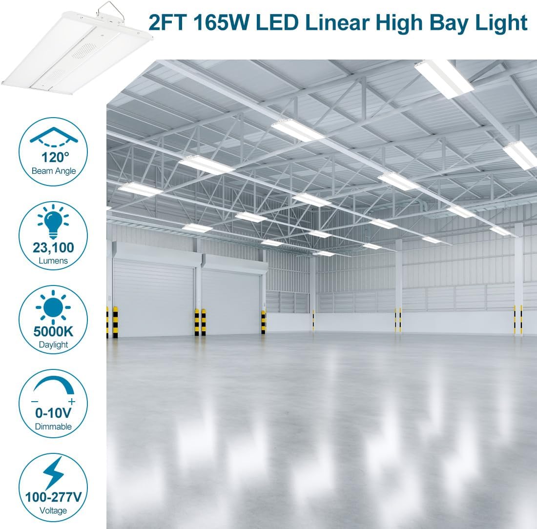 LED Linear High Bay Shop Light 165W/110W/80W Adjustable 2PACK