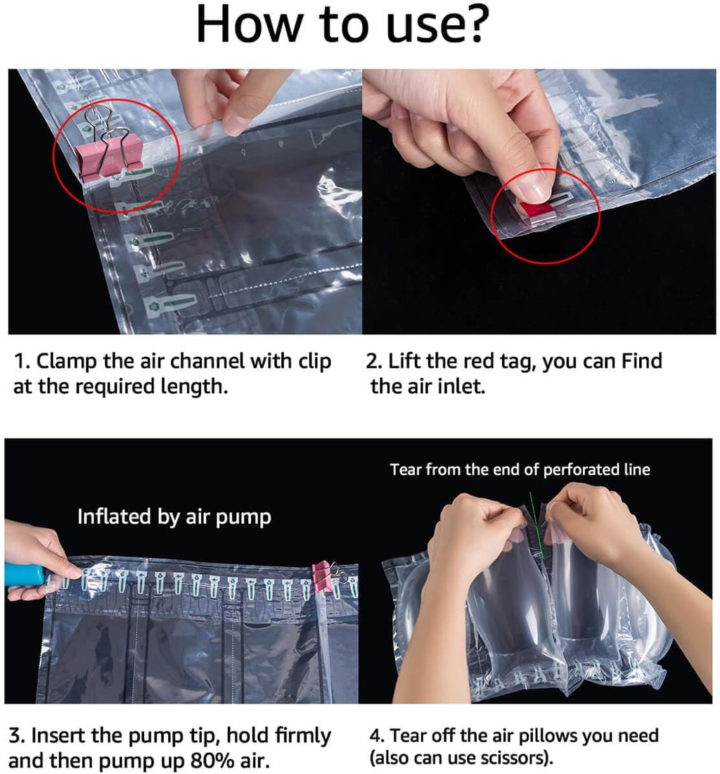 Air Pillows for Shipping with pump 200 Count Inflatable Packaging Air Bags