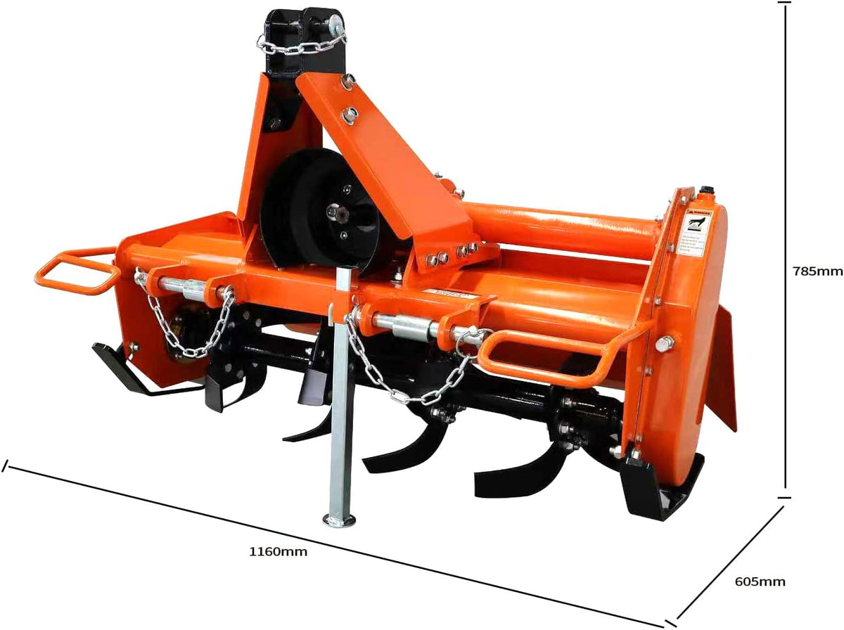 37" Rotary Tiller Attachment for Tractor, Cat 1 3-Point PTO Driven Tiller - 540 RPM Gearbox, 37.40 in Working Width