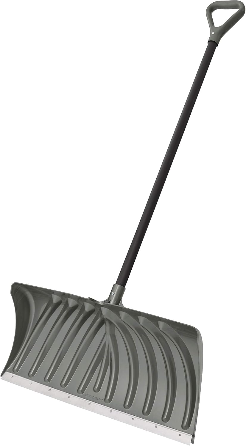 27" Combination Snow Shovel/Pusher with Steel-Core Handle, Graphite/Black