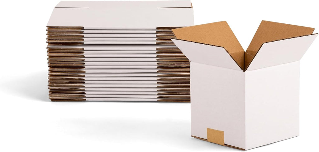 7x7x7 inch Small Shipping Boxes, 7 x 7 White Box, 15 Pack