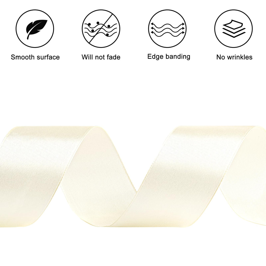 1-1/2 Inch 100 Yards Ivory Satin Ribbon