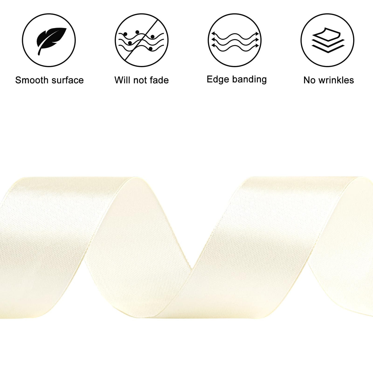 1-1/2 Inch 100 Yards Ivory Satin Ribbon