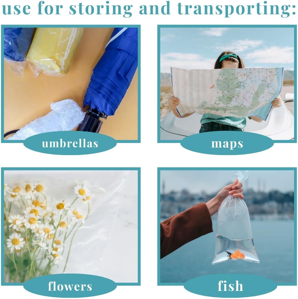 2 Mil 6 x 36 Inch Flat Open Clear Poly Bags - 100 Pack