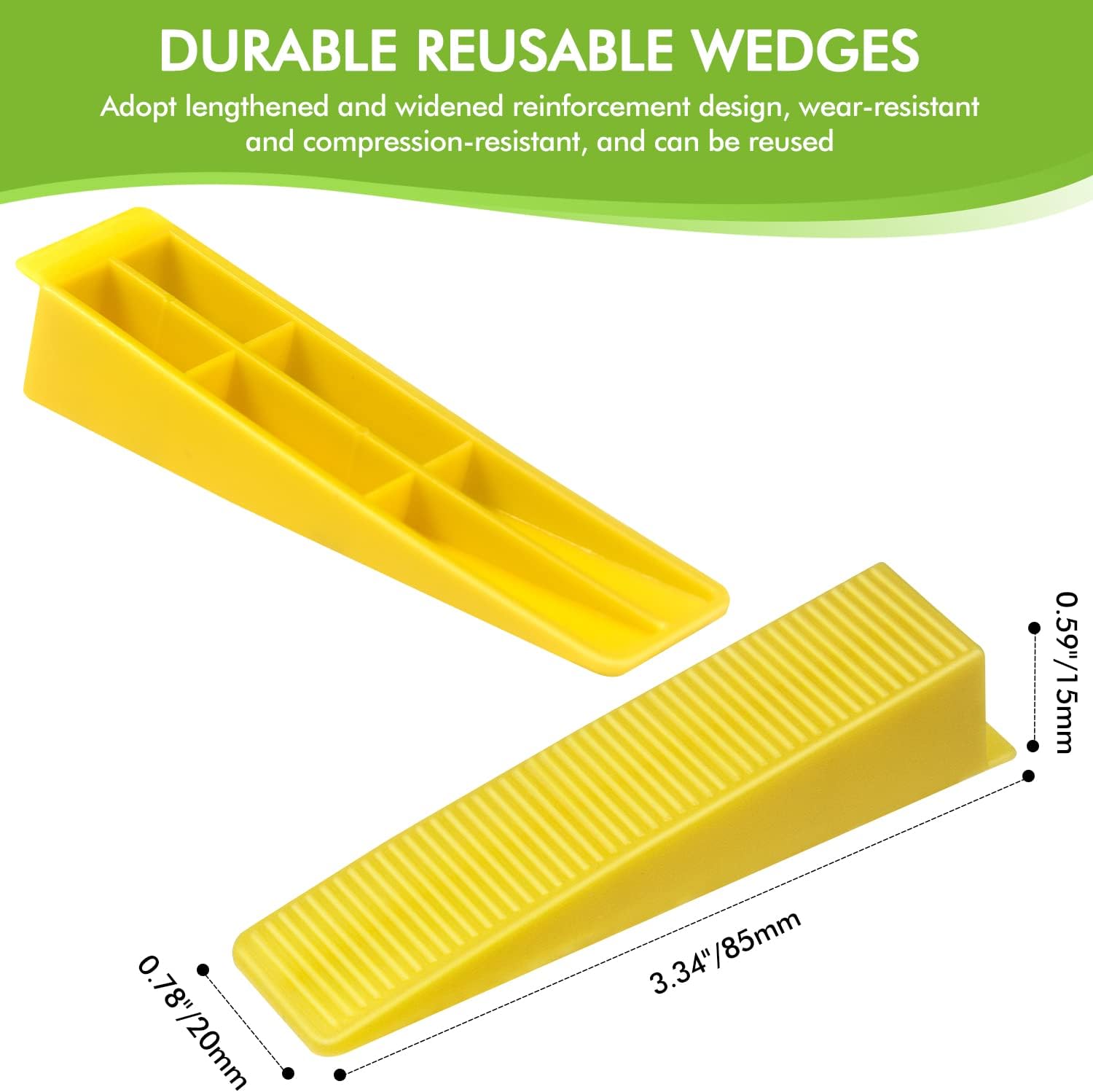 Tile Leveling System Wedges, 300pcs Reusable Tile Leveler Wedges for 1/8",1/12",1/16", 1/32" Spacers and Tile
