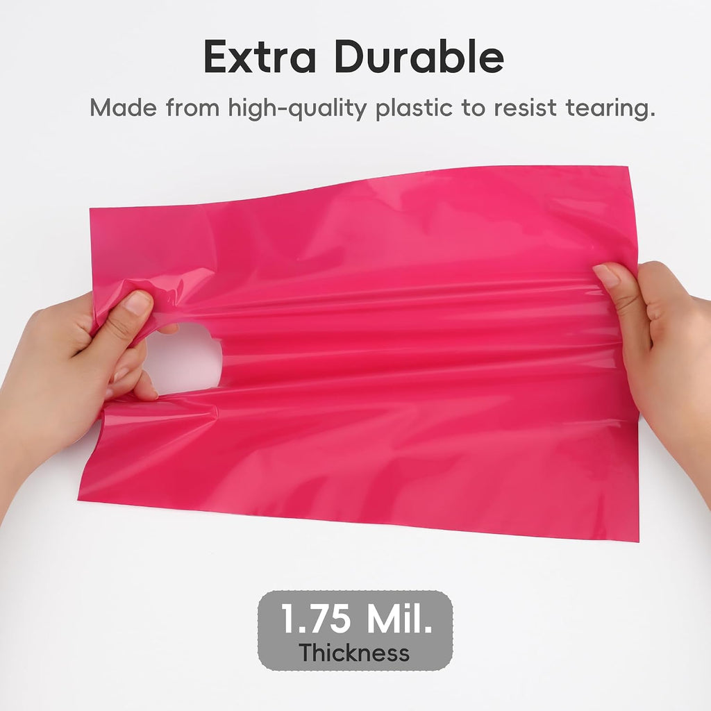 9x12 Assorted Colors Plastic Gift Bags with Handles 100 Pack