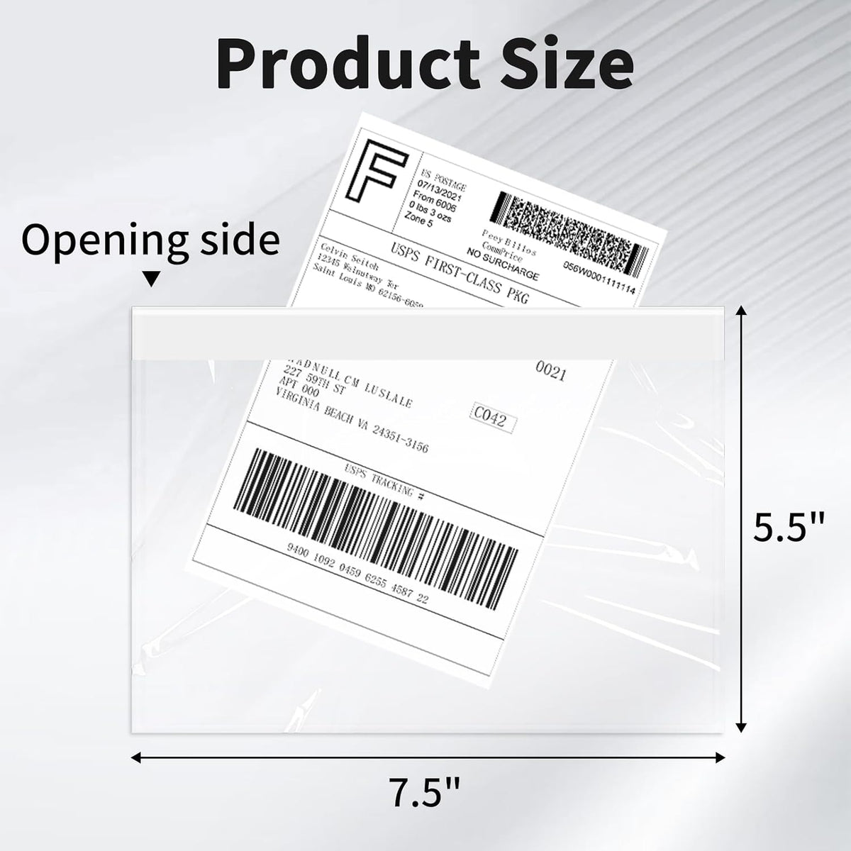 7.5" x 5.5" Clear Adhesive Top Loading Packing List Clear Shipping Pouches, Mailing/Shipping Label Envelopes (1000 Pack)