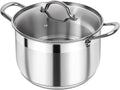 12 Quart Stainless Steel Heavy Duty Stock Pot with Visible Lid | Heavy Duty, Even Heat, Thick Nonstick Base, Deep