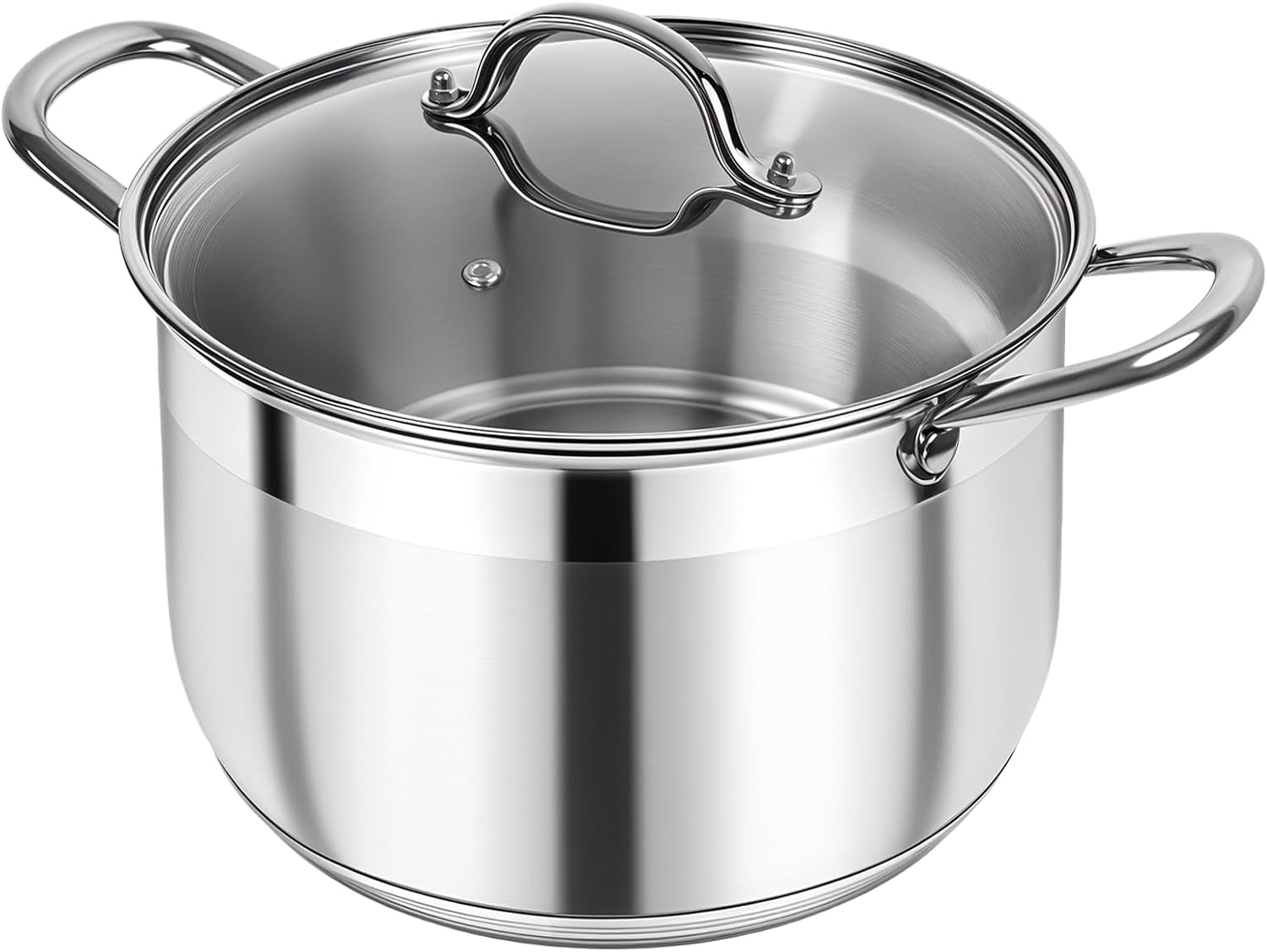 12 Quart Stainless Steel Heavy Duty Stock Pot with Visible Lid | Heavy Duty, Even Heat, Thick Nonstick Base, Deep