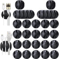 Desk Cable Management Cord Organizer, 24 Pack Black Self Adhesive Cord Holder Cable Clips, Ideal Cable Organizer Wire