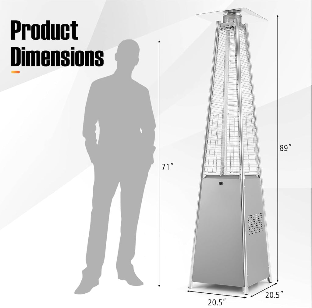 45000 BTU Pyramid Patio Heater with Wheels & Zippered Cover
