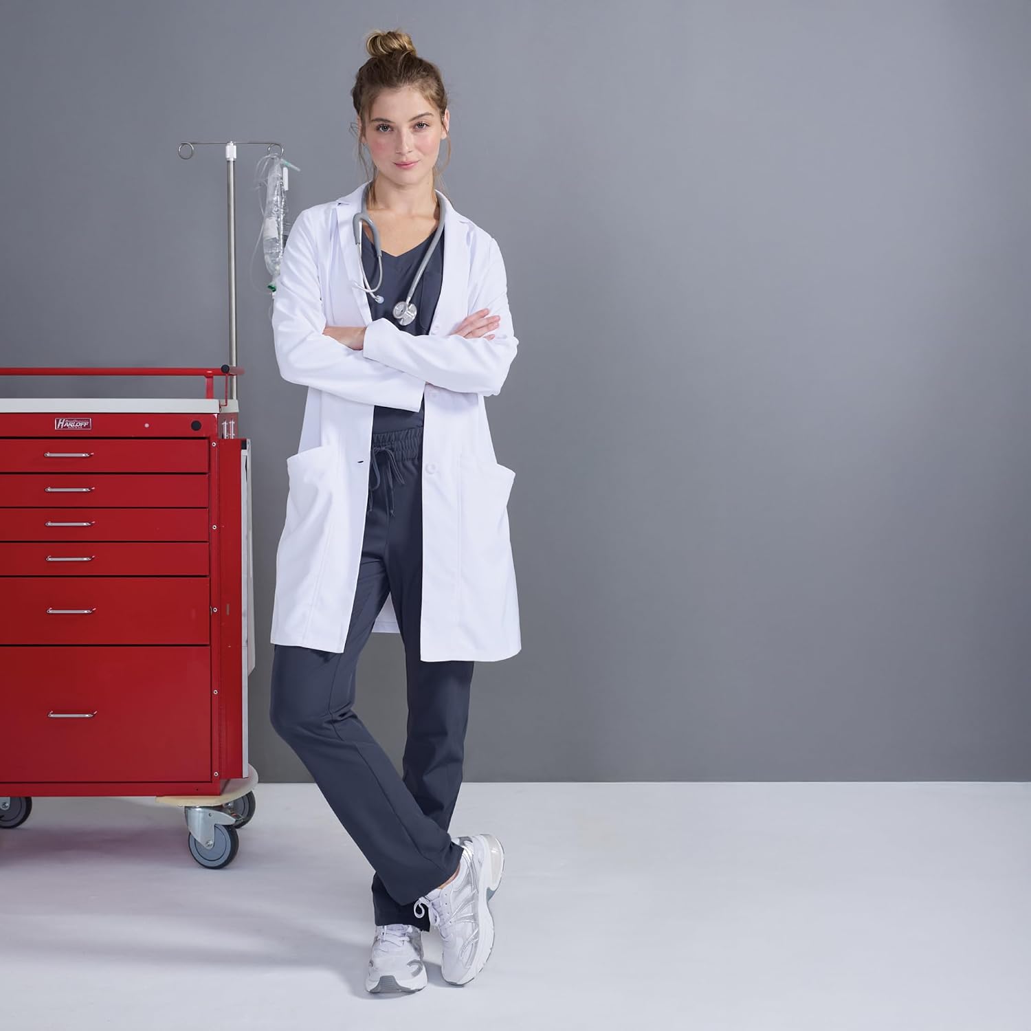 Skechers by BARCO Flourish Lab Coat for Women – 3-Pocket, 3-Button Medical Scrub Coat w/ 2-way Stretch & Soil Release
