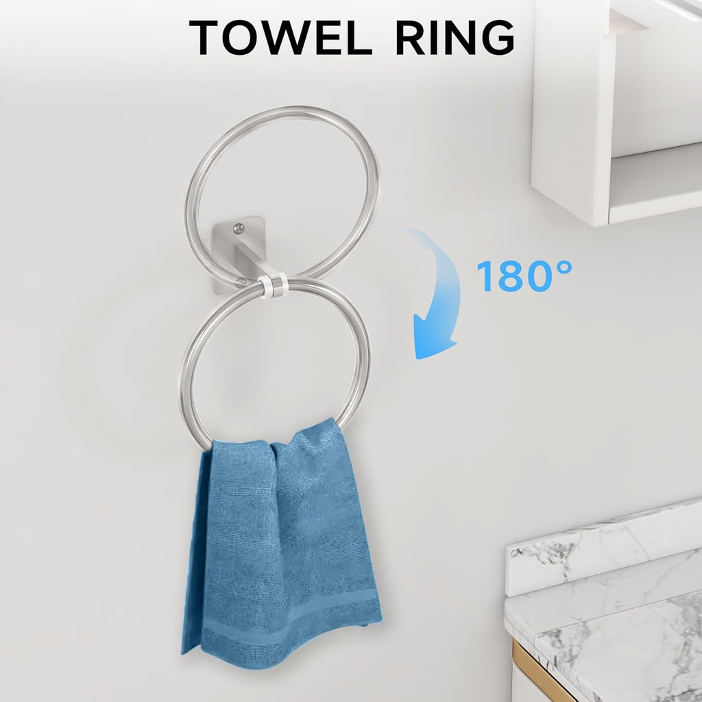 8-Piece Brushed Nickel Bathroom Hardware Set, 24 inch Towel Bar | Towel Racks for Bathroom Accessories Set, Robe