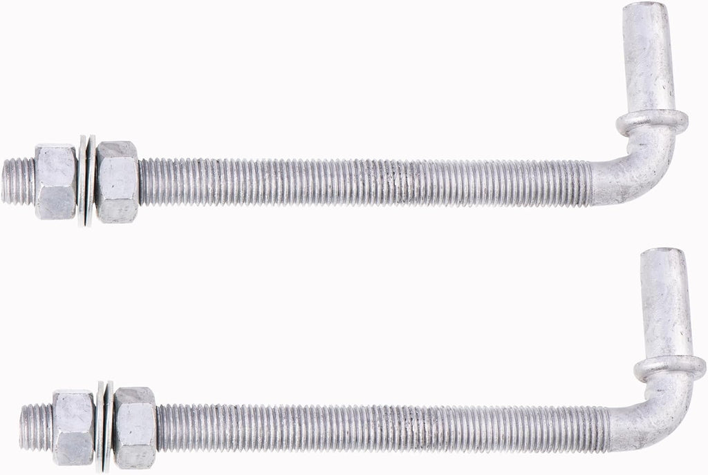J-Bolt Post Hinge with 5/8" Hinge Pin Galvanized Post Gate Hinge for Chain Link Fence, Washers & Nuts Included (8" (2