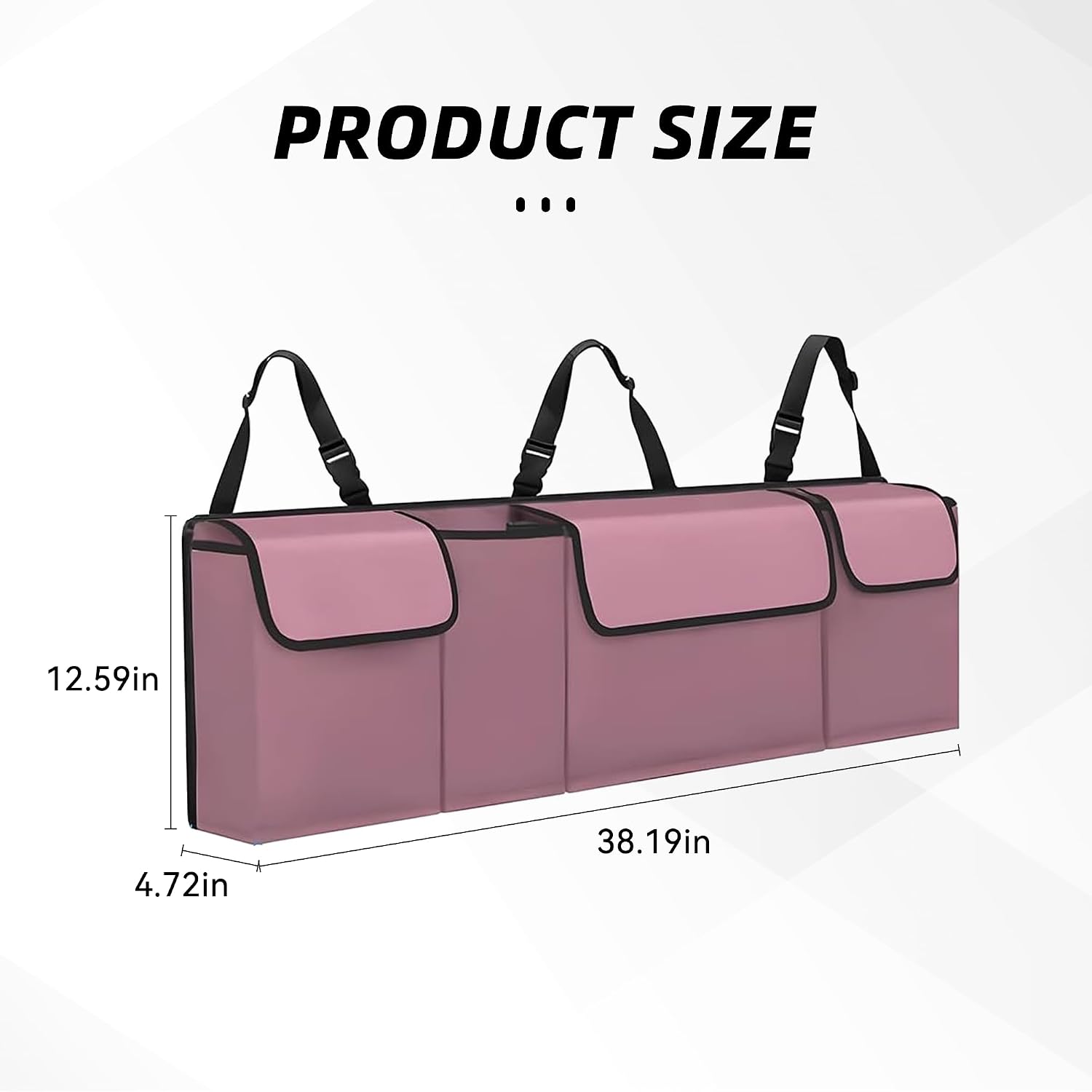 Car Trunk Organizer, Backseat Hanging Large Storage with Adjustable Straps,Waterproof PVC Collapsible Cargo Bag, Car