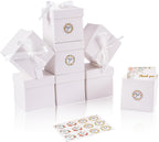 12Pack Small Gift Boxes with Lids, White Gift Boxes with Ribbon for Birthday, Present Packing, Party Favor, Candle