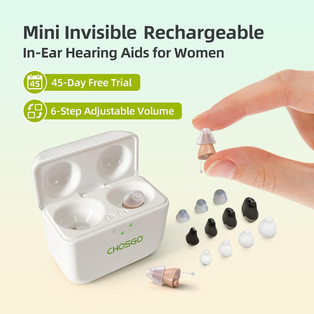 Hearing Aids for Seniors Women, Mini Hearing Aids, Ultra Tiny Invisible Rechargeable OTC Amplifiers, Smallest