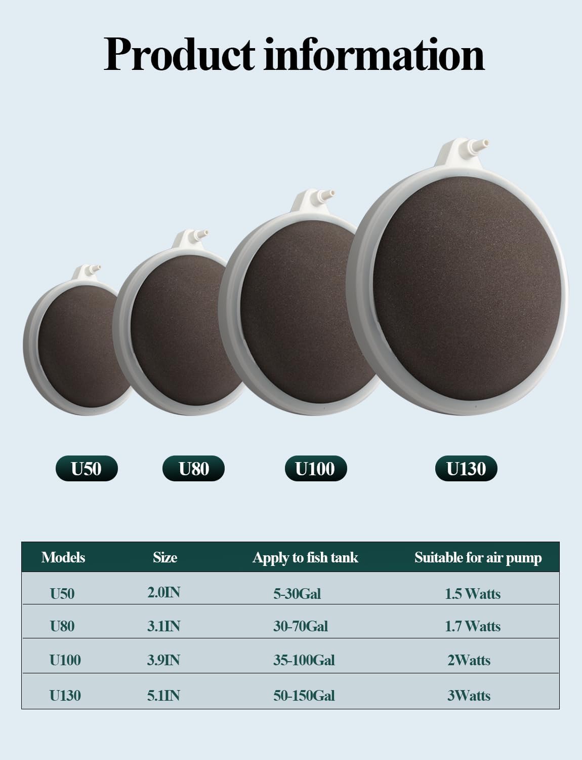 Nano Air Stone for Aquarium, Quiet Fine Bubble Diffuser