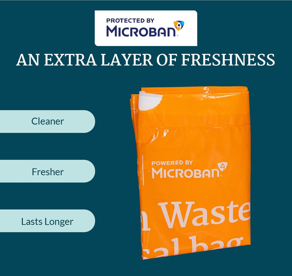 Sani-Bag Commode Liners with Microban and Absorbent Instant Gelling Powder, 10 Pack, 32 oz Disposable Waste Bags
