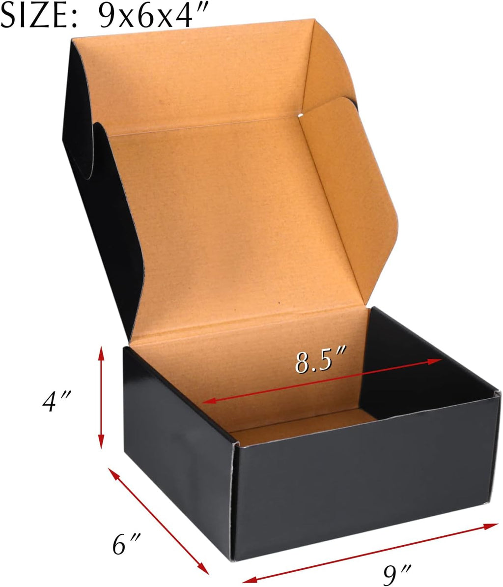 9x6x4 Black Cardboard Boxes - 30 Pack Shipping Boxes for Small Business Mailing, Corrugated Packaging