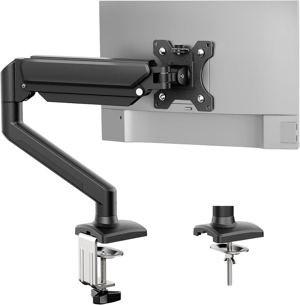 Gas Spring Monitor Mount for 13-32", Single Monitor Arm | Full Motion 360 Rotate Swivel Tilt, Up to 19.8 Lbs, VESA