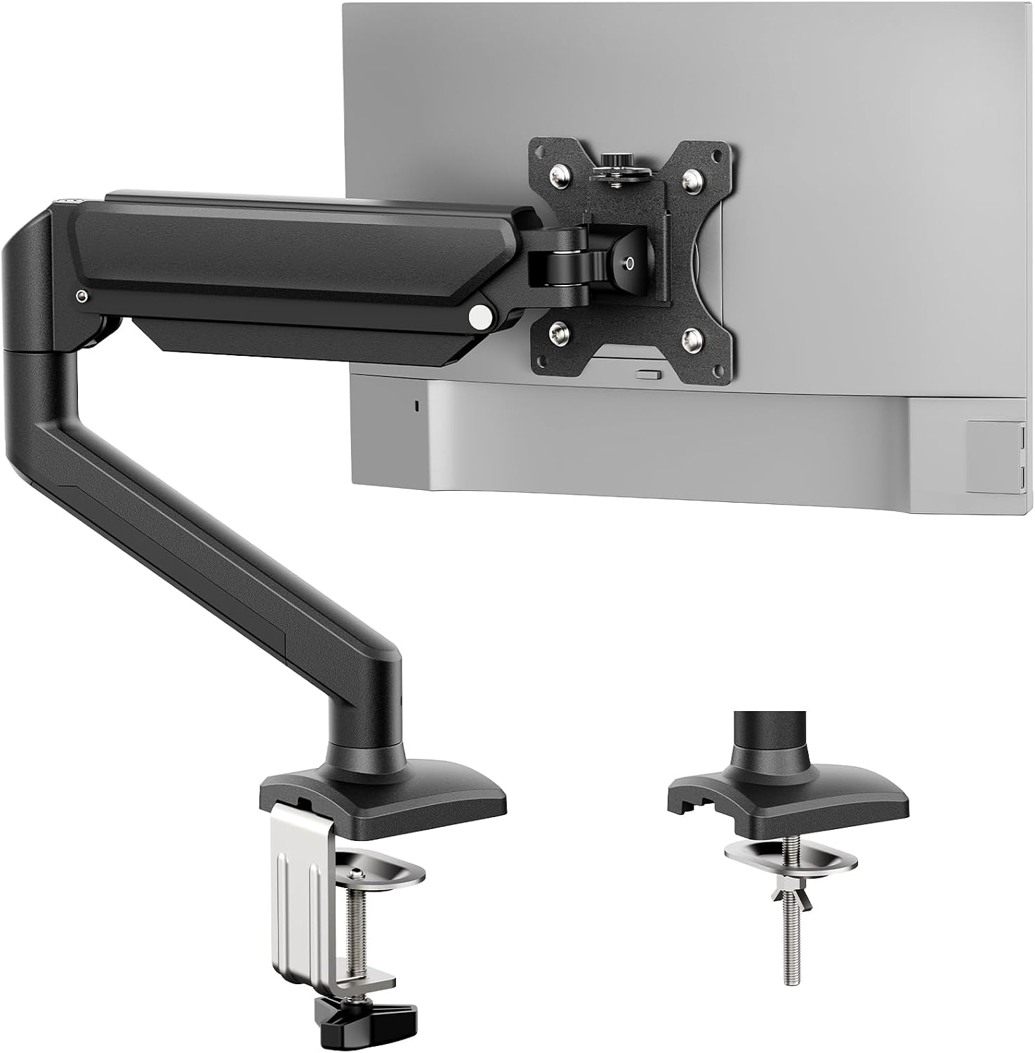 Gas Spring Monitor Mount for 13-32", Single Monitor Arm | Full Motion 360 Rotate Swivel Tilt, Up to 19.8 Lbs, VESA