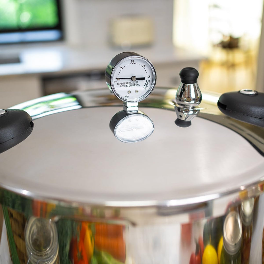 Pressure Canner Release Valve Aluminum Canning Pot Cooker Pot Stove Top with Pressure Gauge Instant Fast Cooking Pot