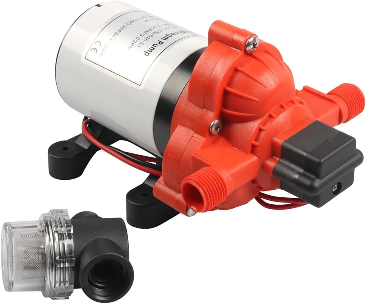 12V 3.0 GPM Diaphragm Water Pump, 45 Self-Priming Auto for Boat Marine