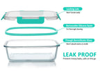 10 Pack Glass Food Storage Containers with Lids, Green