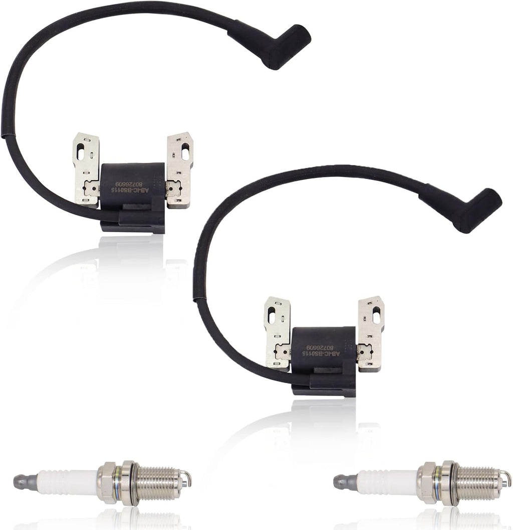 2 Pack Ignition Coil for John Deere L111, L118, L120, L2548, LA120, LA130, LA135, LA140, LA145, LA150, LA155, LA165, LA175 100 Series Lawn Tractors with Spark Plug